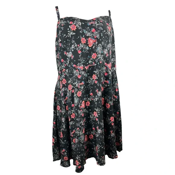 Torrid Mini Challis Sleeveless Dress Black Floral Smock Sundress Plus Size 4 4X - Picture 4 of 10